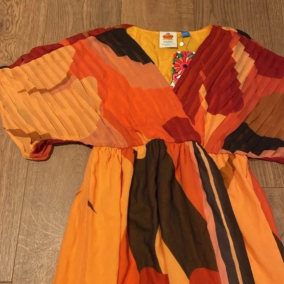 nwt farm rio anthropologie short-sleeve wrap front maxi dress - size S Petite - Picture 2 of 8